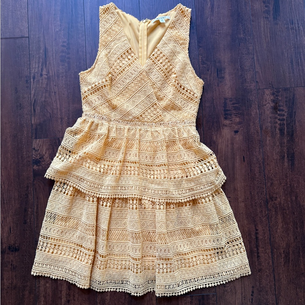 Yellow Lace Mini Dress